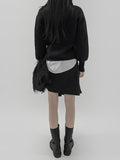 Mink wrap unbalanced miniskirt