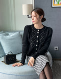 Even Pearl Puff Knit Cardigan