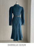 Halo Collar Denim Shirt One Piece (Belt set)