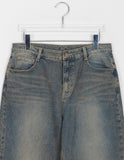 Drain brushed washed denim pants
