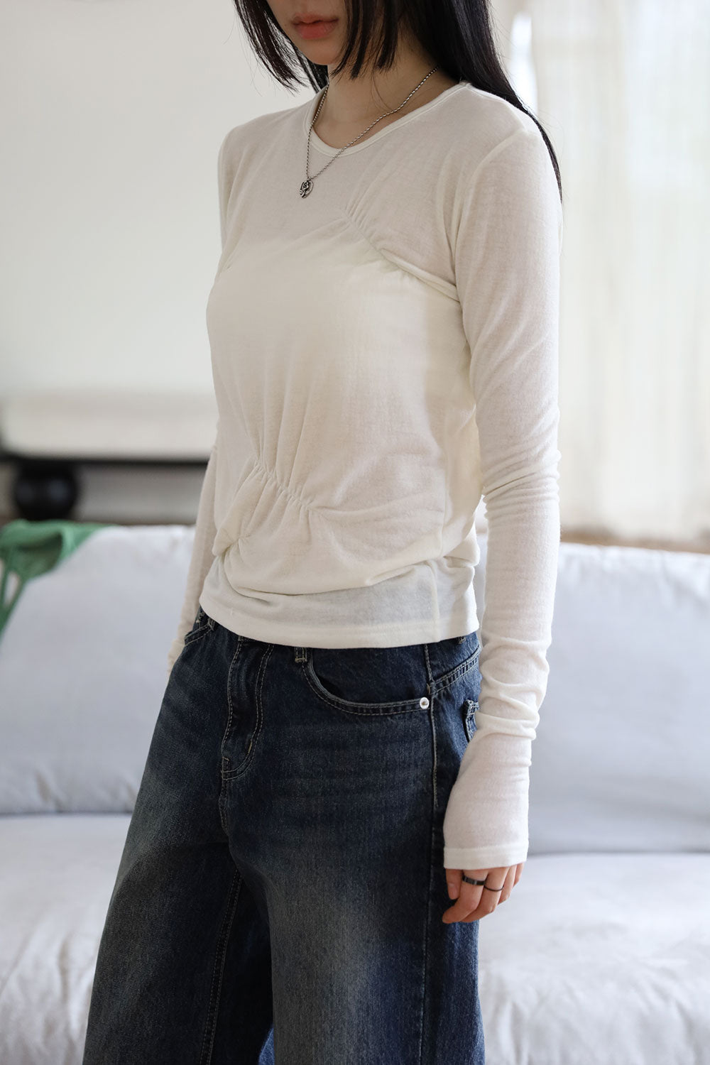【COLOR iN ID】Incision line wide denim COLOR iN ID(カラーインアイディー) - 切替ラインワイドデニム
