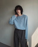 Prism boat neck knit long sleeve T-shirt