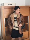 Babe Vintage Snowflake Nordic Round Long Sleeve Knit