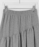 Simrin Ribbed Diagonal Shirring Midi Skirt