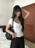 Plen Shirring RIb Slim Crop Short Sleeve T-shirt