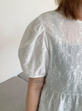 Lingo Lace Ribbon Shirring Blouse