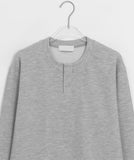[unisex] Pental Waffle Henley Neck Over Long Sleeve Tee