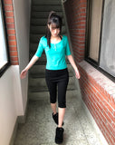 Viet Button Point Color Short Sleeve T-shirt