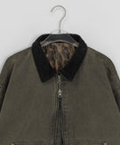 Lano Washing Color Matching Collar Work Jacket