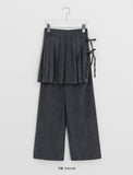 Mitka Wrap Skirt Layered Corduroy Banding Wide Pants