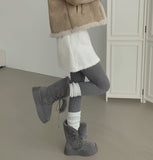 Suede Platform Sole Middle Walker Folding Sheepskin Boots
