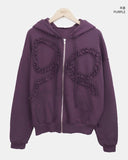 Binon Ribbon Frill Hood Zip-Up