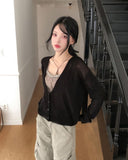 Dearly See-through Deep V-neck Cardigan