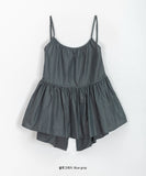 Chomin nylon back ribbon sleeveless blouse