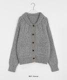 Picho round collar cable wool knit cardigan