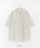 [unisex] Musent Seersucker Stripe Over Short Sleeve Shirt