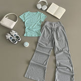 Bootcut ver. Fold Mesh Fabric Banding Bootcut Pants