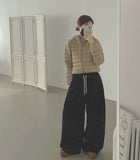 Winter Folding Pintuck Two-Way Wide Jogger Banding Brushed Pants