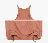 Deldo String Shirring Ribbed Sleeveless