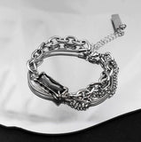 2TYPE [Ball Mix, Double Chain Mix] Layered Silver Bracelet