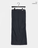 Yurin shirring ribbed long skirt