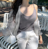 Vacation Summer Strap Sleeveless Loose Fit Shirt Set