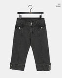 Leon Button Capri Denim Three Quarter Pants