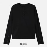 Div Ribbed Henley Neck Long Sleeve Tee