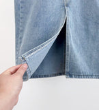 Bow Slit H-line Denim Skirt