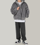 Hoodie silky fur jacket