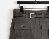 [belt set] Even Stitch Pocket Cargo Cotton Mini Skirt