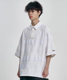 Stripe Mesh Layered Polo Shirt