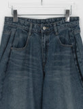 Kvenne Cut Denim Balloon Wide Pants