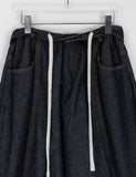 [unisex] Kotoru string roll-up one-tuck balloon wide raw denim pants