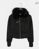 Tmin Shibori Buckle High Neck Fur Lining Short Mustang