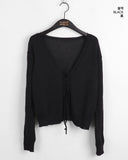 Milan Strap Boucle Crop Long Sleeve Cardigan