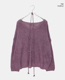 [Strap SET] Nose Flower Boat Neck Loose Fit Long Knit