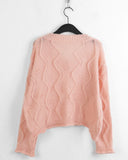 wave punching layered V-neck crop L/S KT