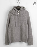 [Balaclava Set] Creama Hood Hachi Round Loose Fit Long Sleeve Knit