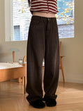 Render wool cut cotton long wide pants