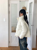 Season zipper pocket puffer collar short padding