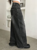 Pek Summer Adjust Snap Washing Denim Wide Pants