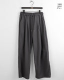 Clip string banding pin tuck long wide slacks