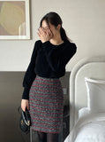 Cleans Check Tweed A-Line Mini Skirt