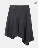 [Belt SET] Lore Washed Unbalance Midi Skirt