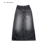 Luxe Black Wash Denim Long Skirt