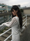Kudo Button Hood See-Through Long Sleeve Cardigan