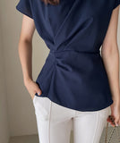 Want Me Short Sleeve Shirring Bendable Blouse