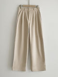 Divet Two Pin Tuck Brushed Span Wide Slacks