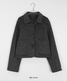 Cuit Handmade Wool Pocket Collar Crop Jacket - Wool 70